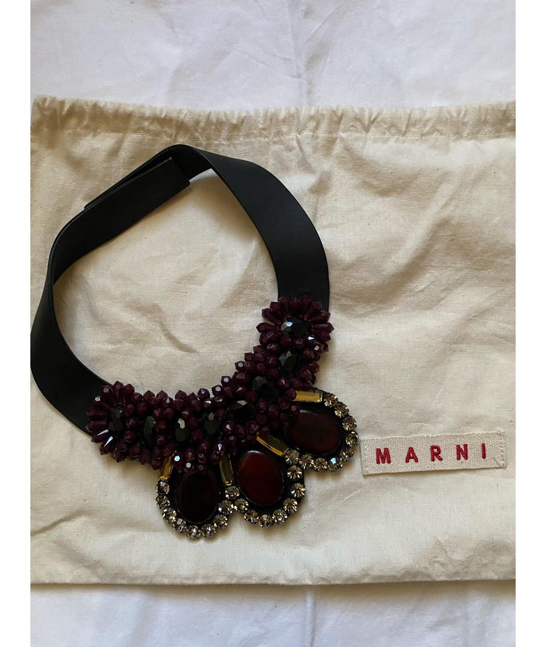 MARNI Бордовое кожаное колье, фото 4