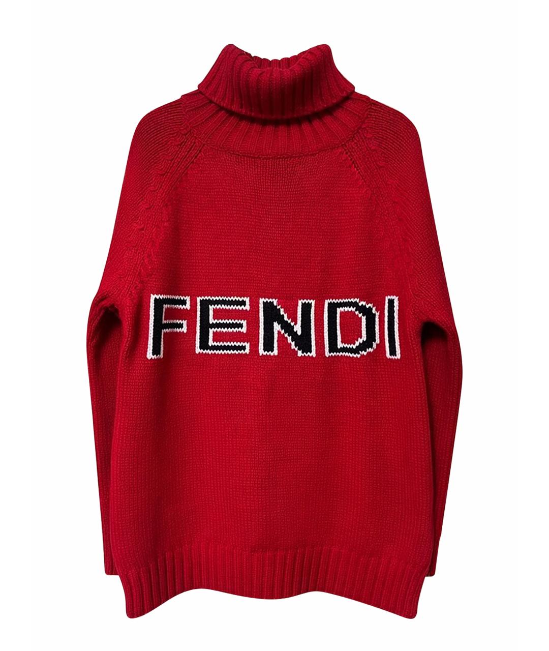 FENDI Красный шерстяной джемпер / свитер, фото 1