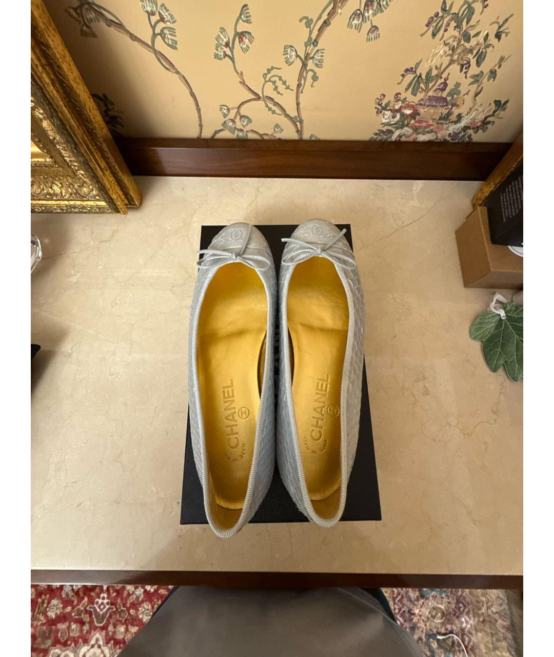 CHANEL Голубые балетки из экзотической кожи, фото 3