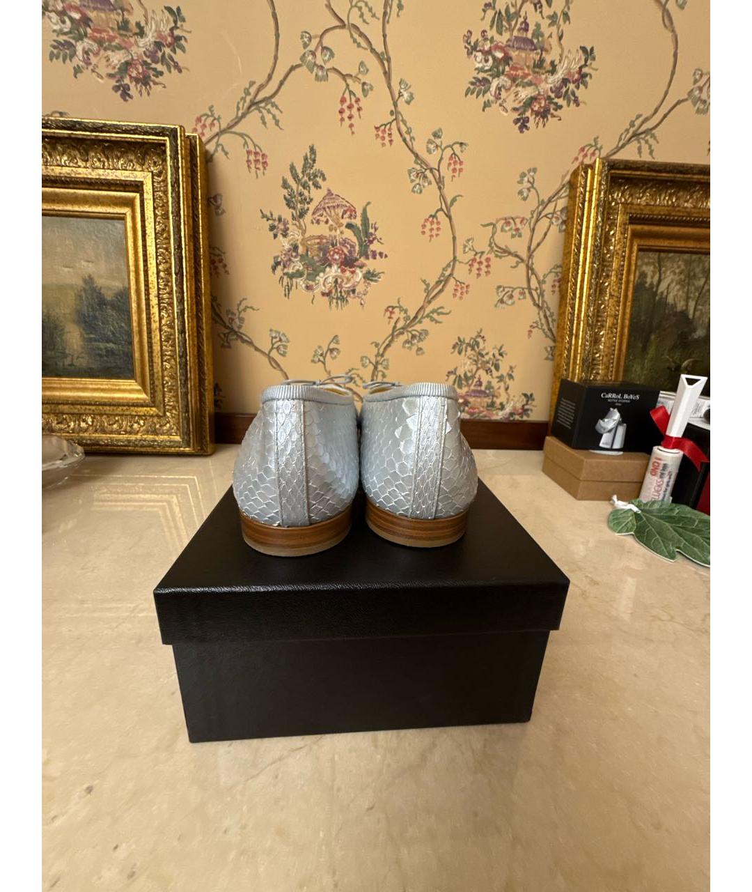 CHANEL Голубые балетки из экзотической кожи, фото 4