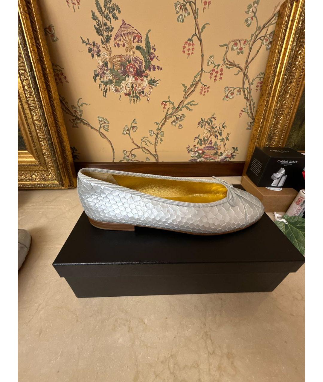 CHANEL Голубые балетки из экзотической кожи, фото 6