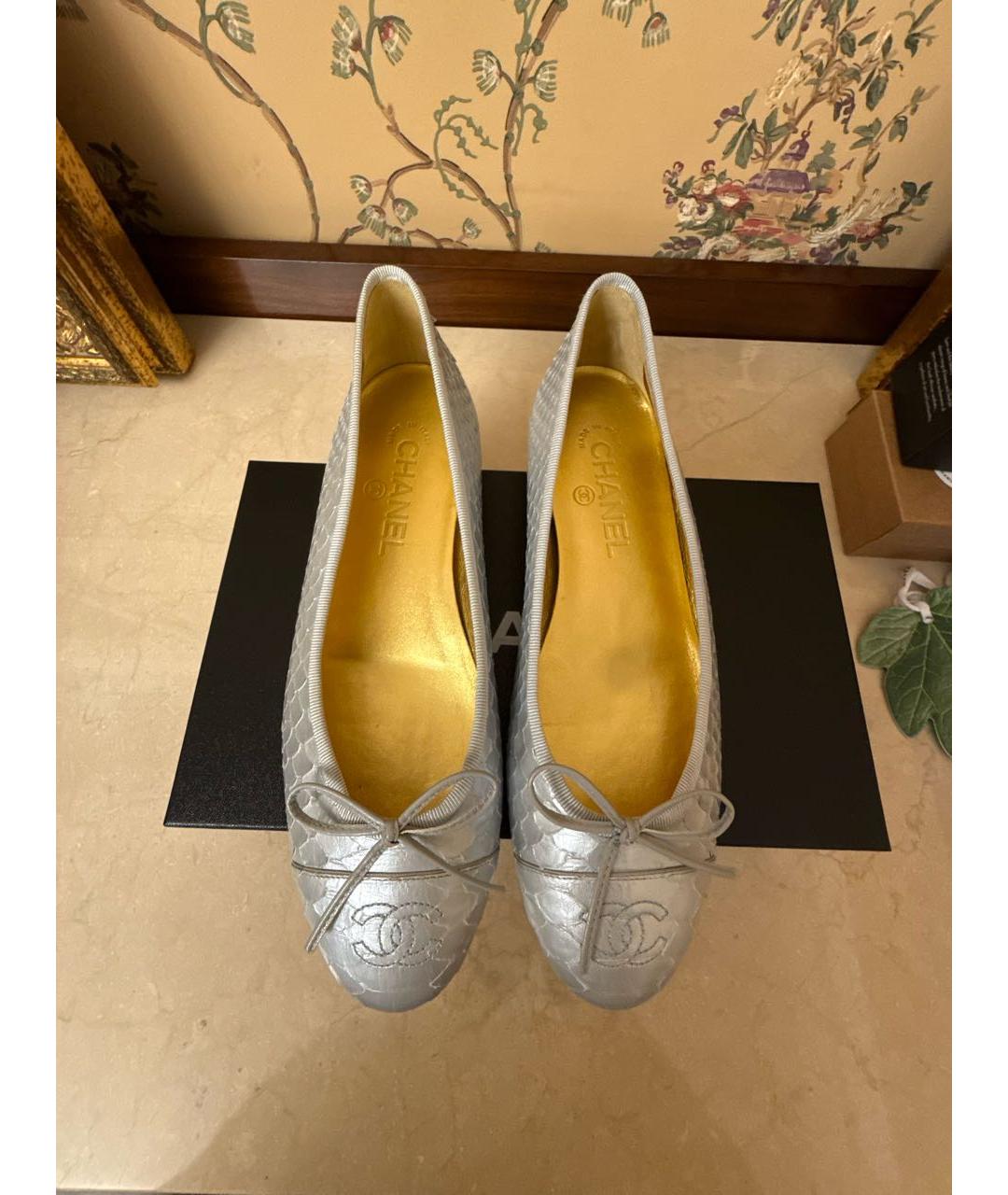 CHANEL Голубые балетки из экзотической кожи, фото 2