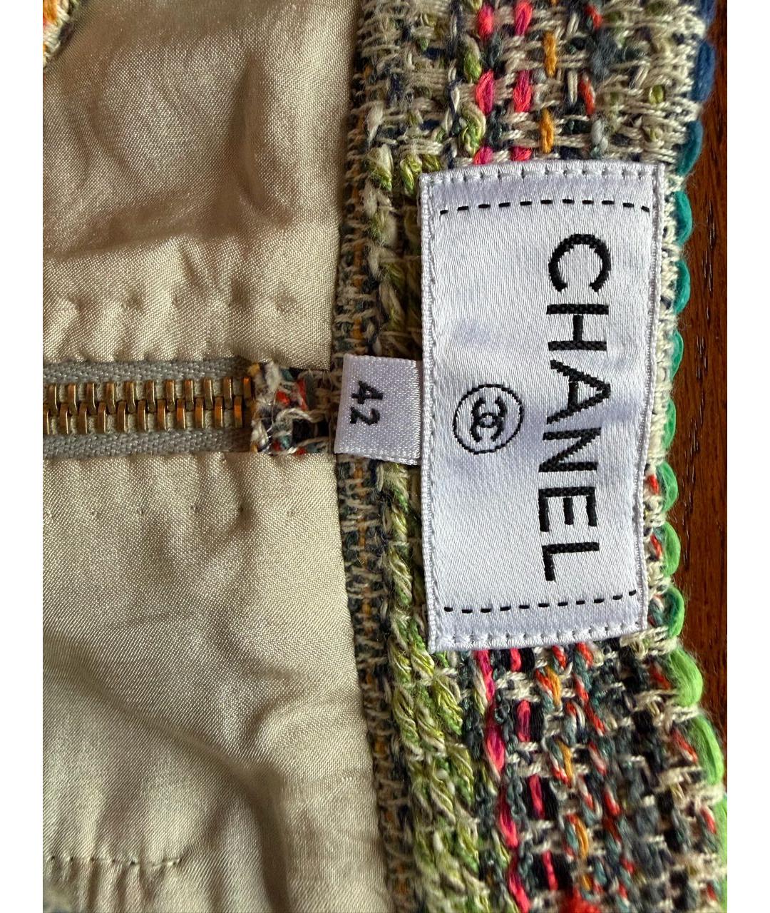 CHANEL Мульти твидовая юбка мини, фото 3