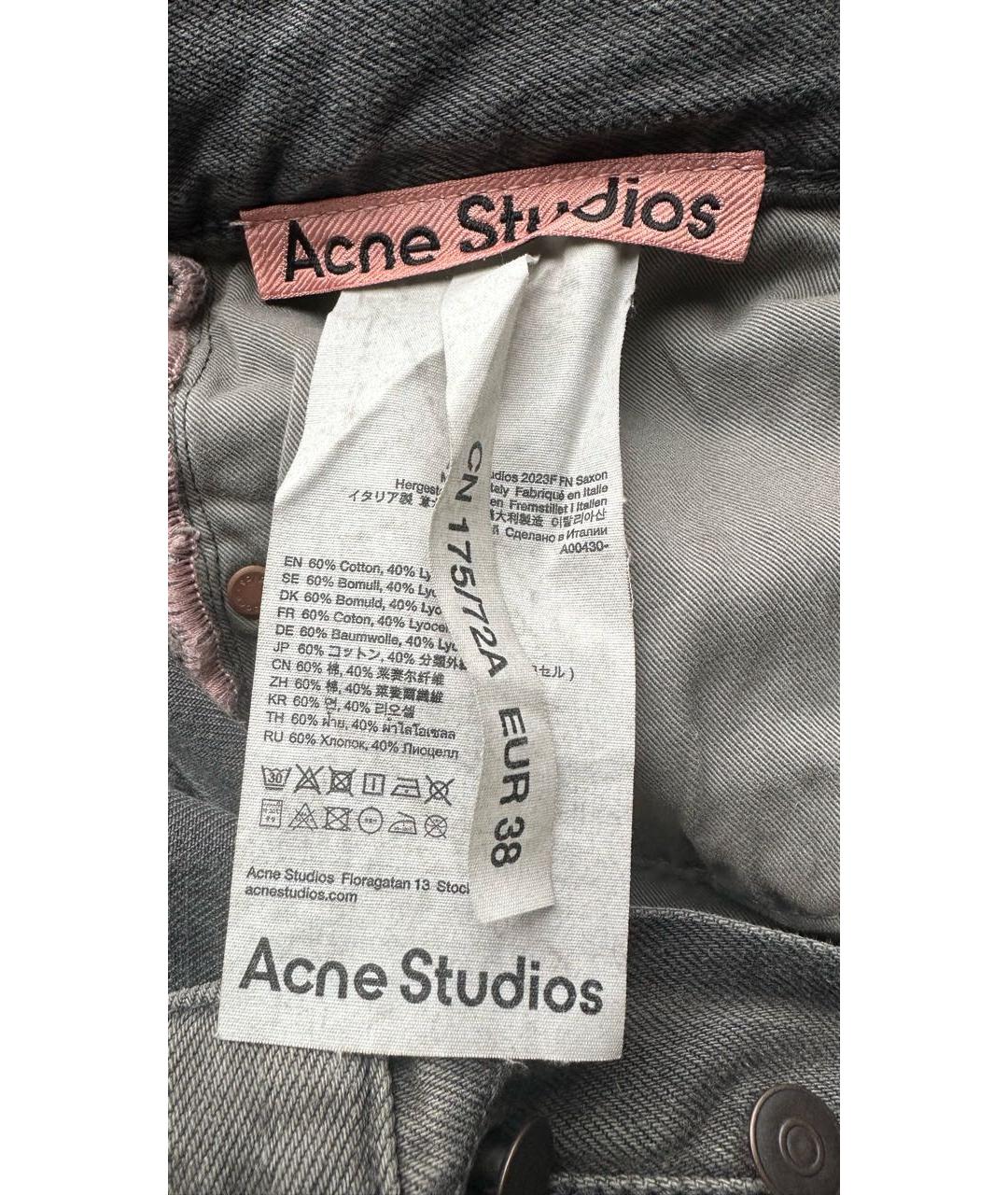 ACNE STUDIOS Серые хлопковые прямые джинсы, фото 4
