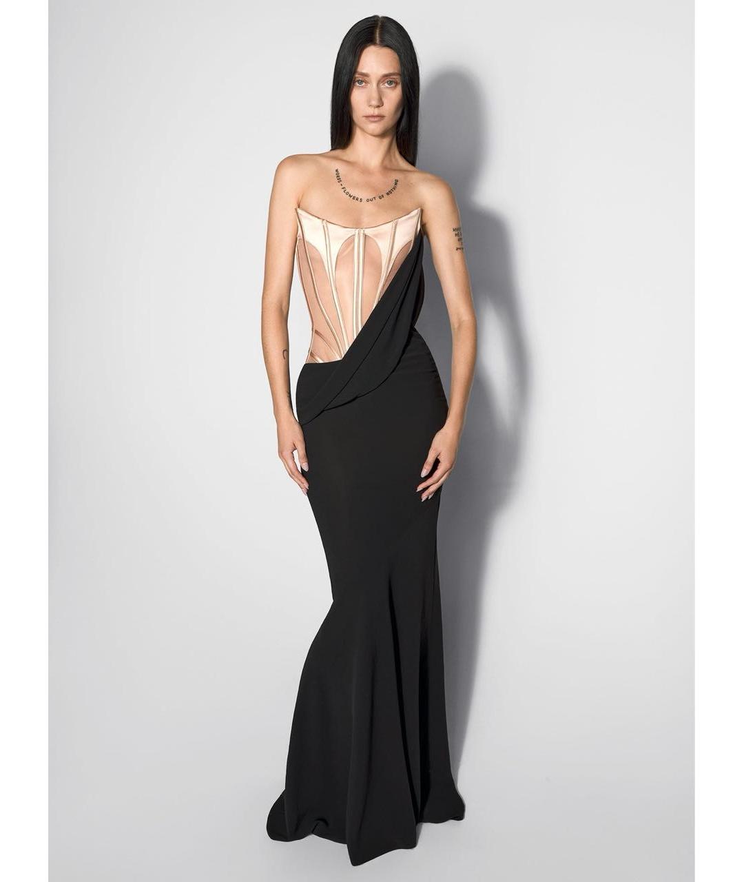 MUGLER Черное полиэстеровое вечернее платье, фото 8