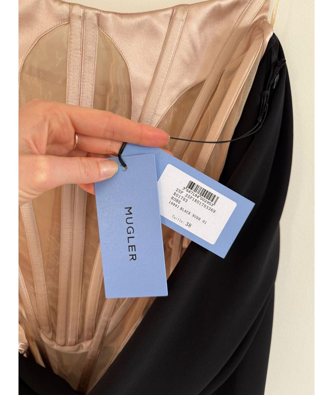 MUGLER Черное полиэстеровое вечернее платье, фото 6