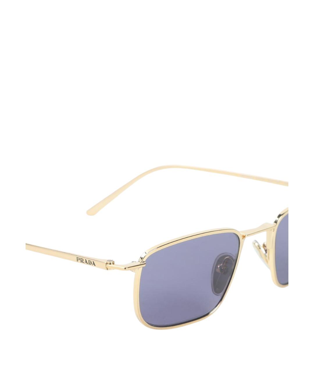 PRADA Золотые металлические солнцезащитные очки, фото 3