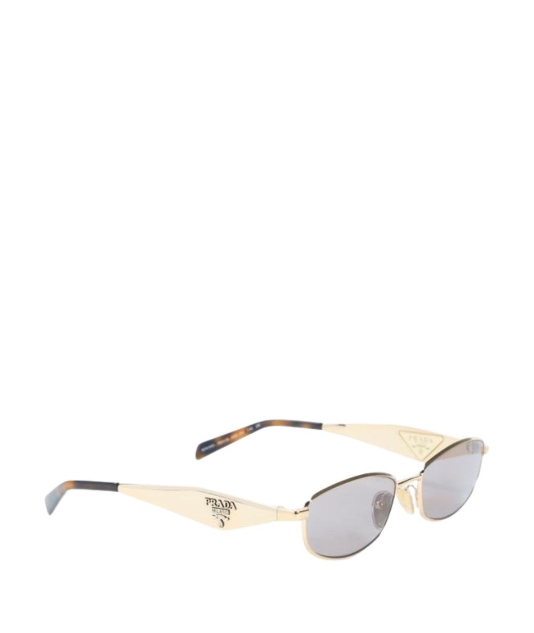 PRADA Золотые металлические солнцезащитные очки, фото 1