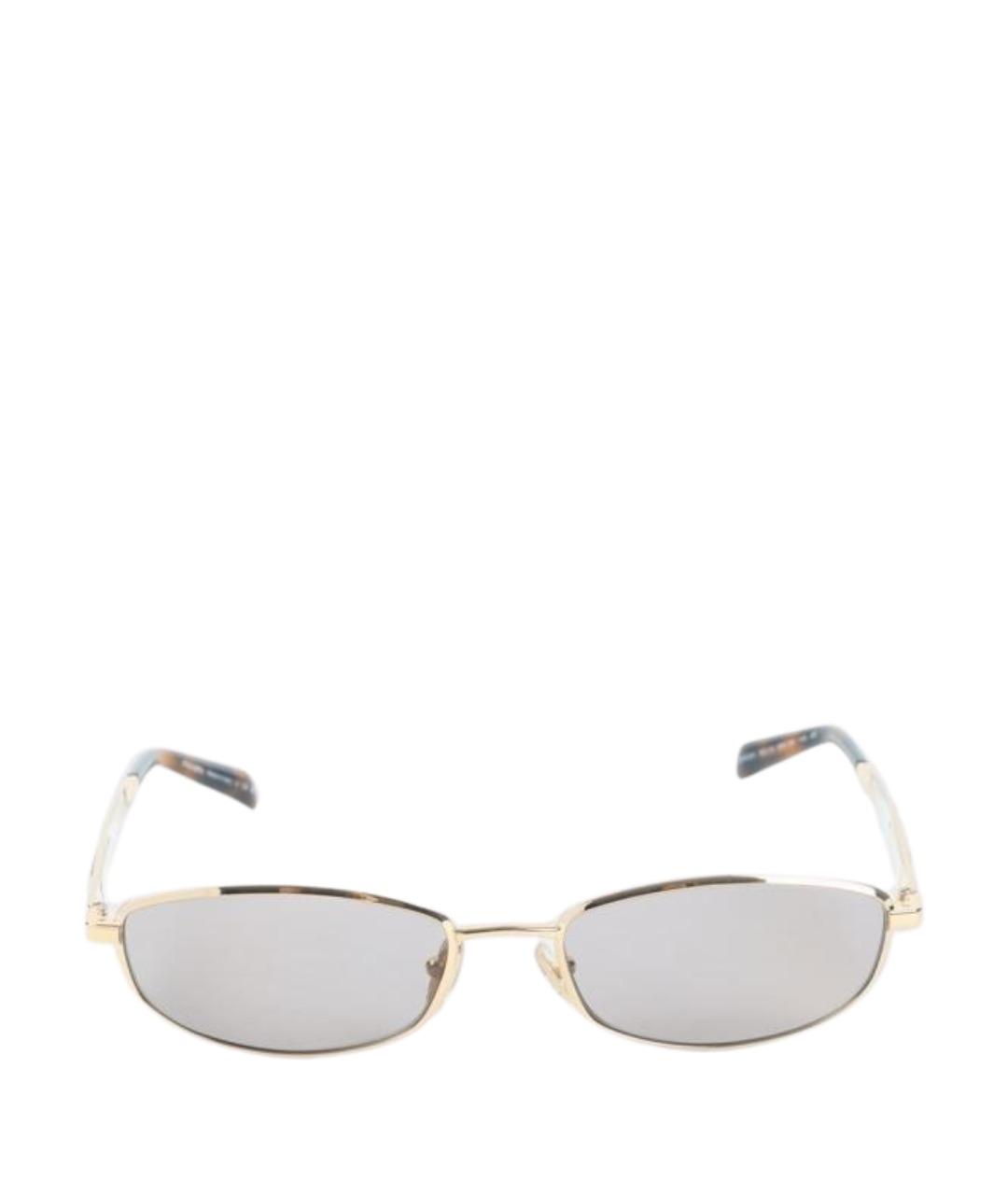 PRADA Золотые металлические солнцезащитные очки, фото 2