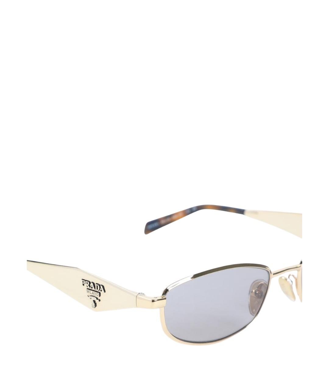 PRADA Золотые металлические солнцезащитные очки, фото 3