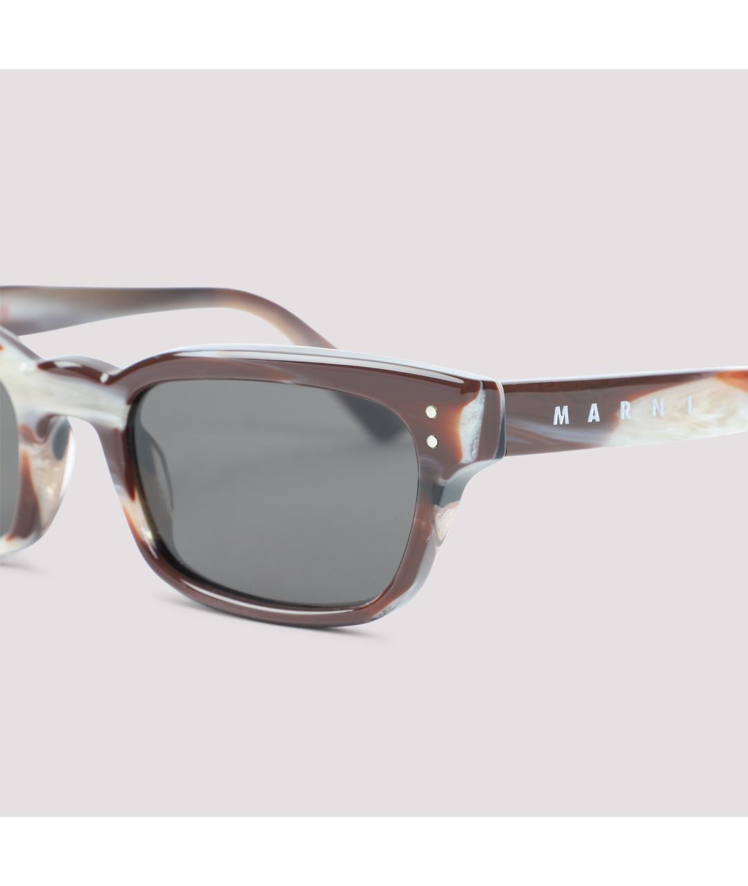 MARNI Коричневые пластиковые солнцезащитные очки, фото 3