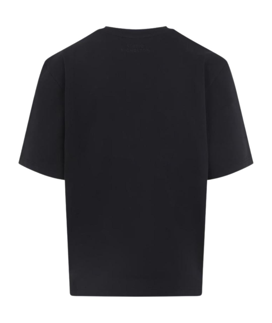 STUDIO NICHOLSON Черная хлопковая футболка, фото 2