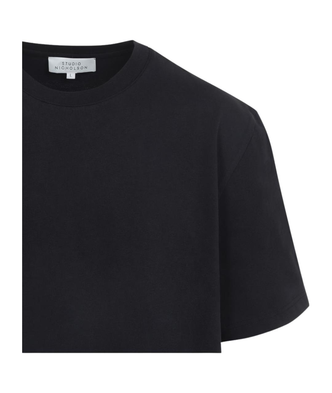 STUDIO NICHOLSON Черная хлопковая футболка, фото 3