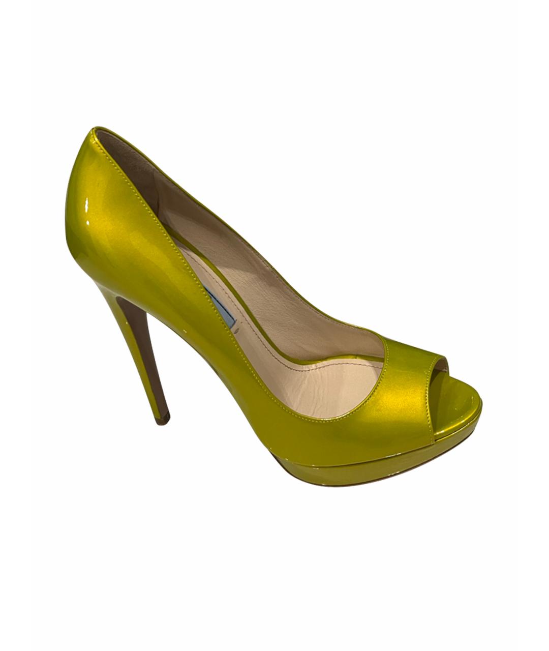 PRADA Салатовые туфли из лакированной кожи, фото 1