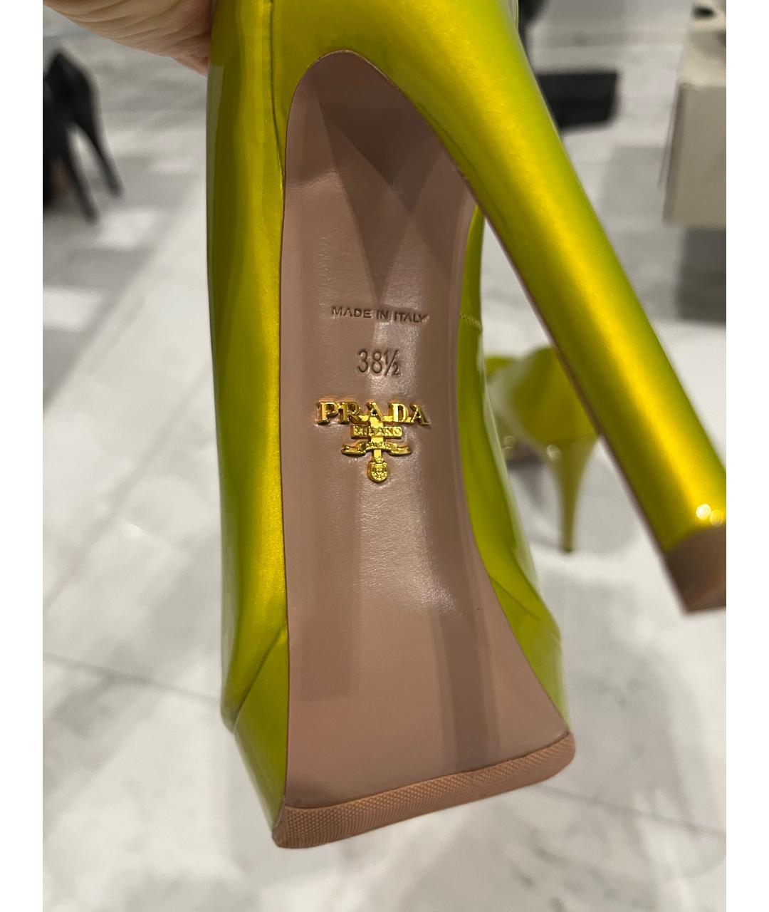 PRADA Салатовые туфли из лакированной кожи, фото 5