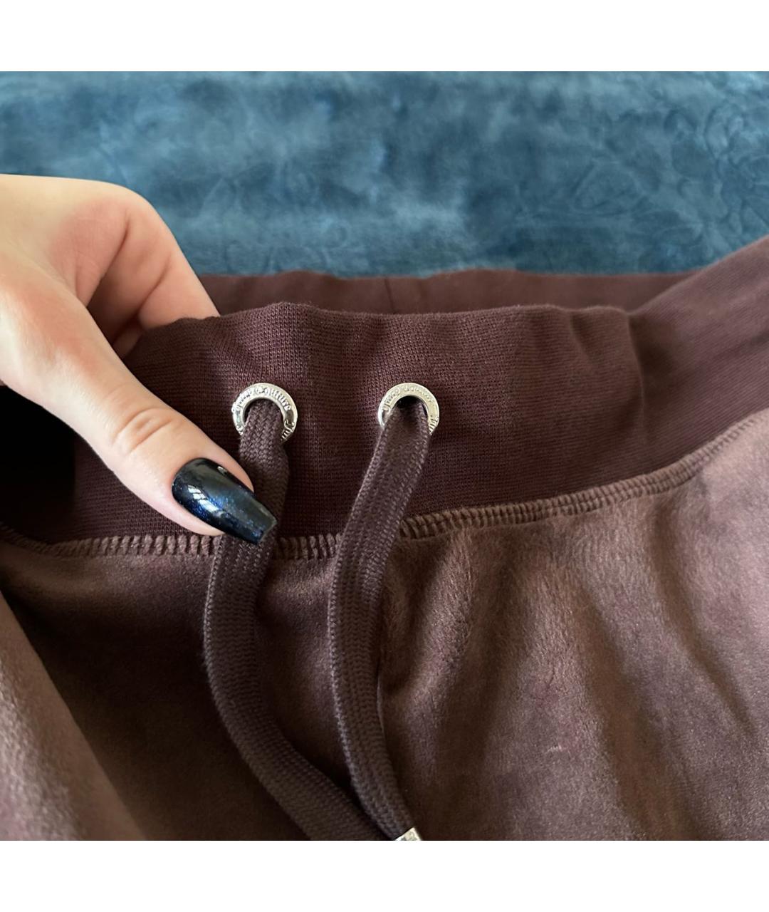 JUICY COUTURE Коричневые велюровые прямые брюки, фото 5