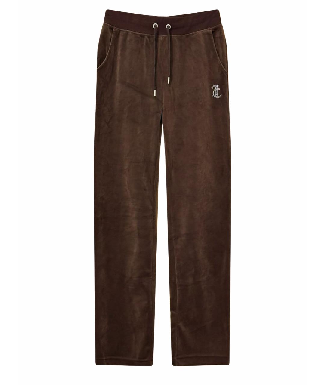 JUICY COUTURE Коричневые велюровые прямые брюки, фото 1