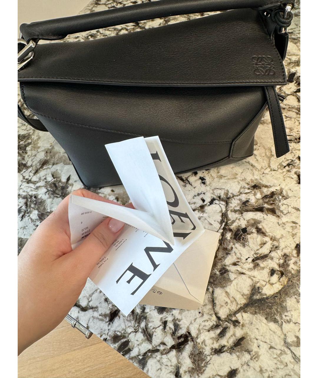 LOEWE Черная кожаная сумка с короткими ручками, фото 7