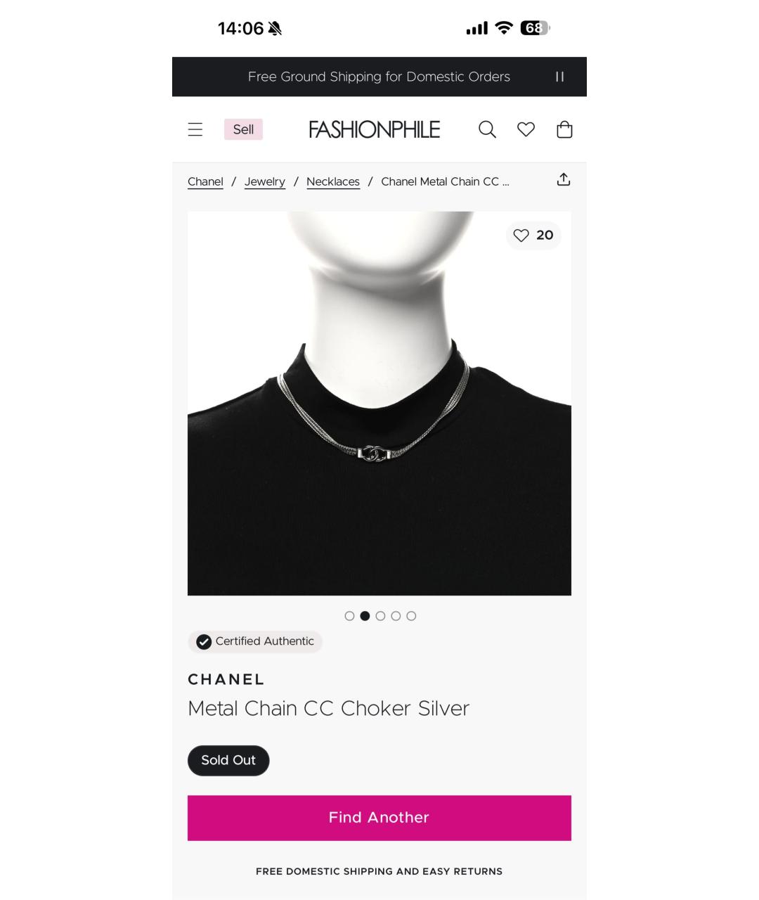 CHANEL Серебрянный металлический чокер, фото 7