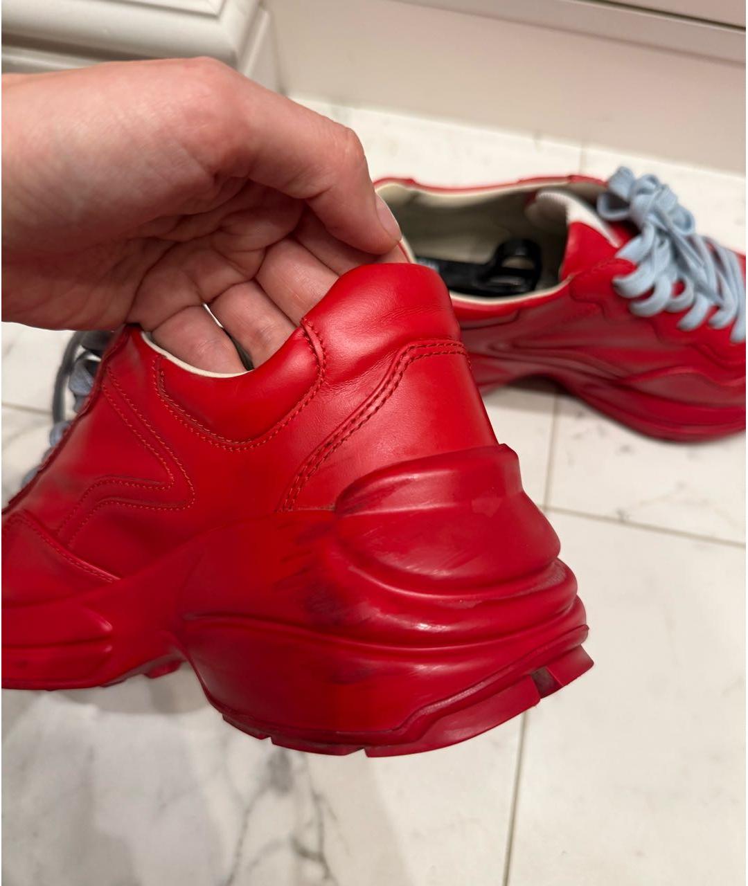 GUCCI Красные кожаные кроссовки, фото 5