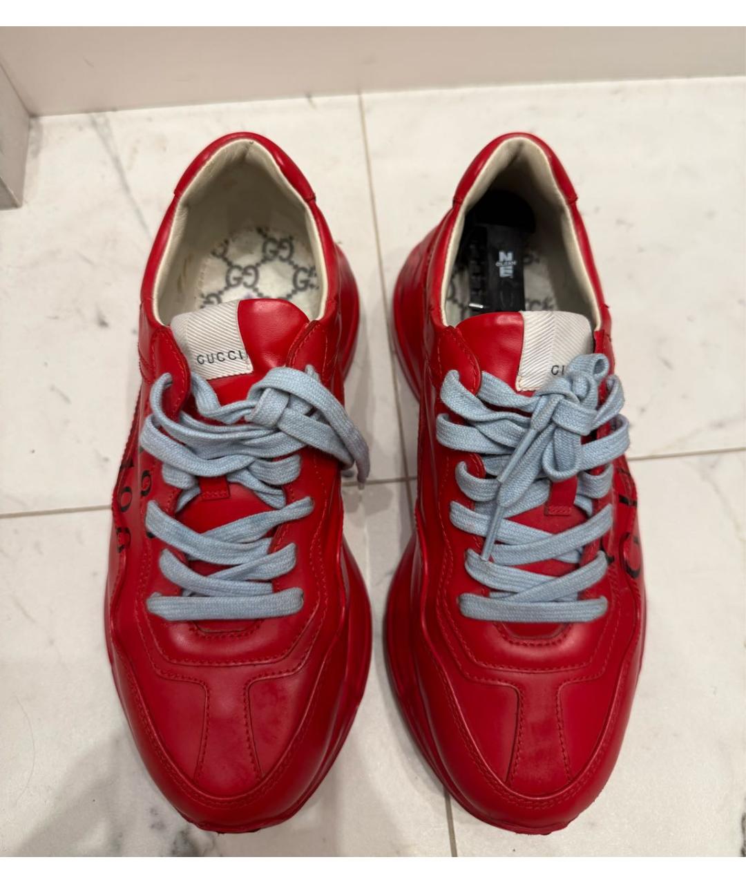 GUCCI Красные кожаные кроссовки, фото 2