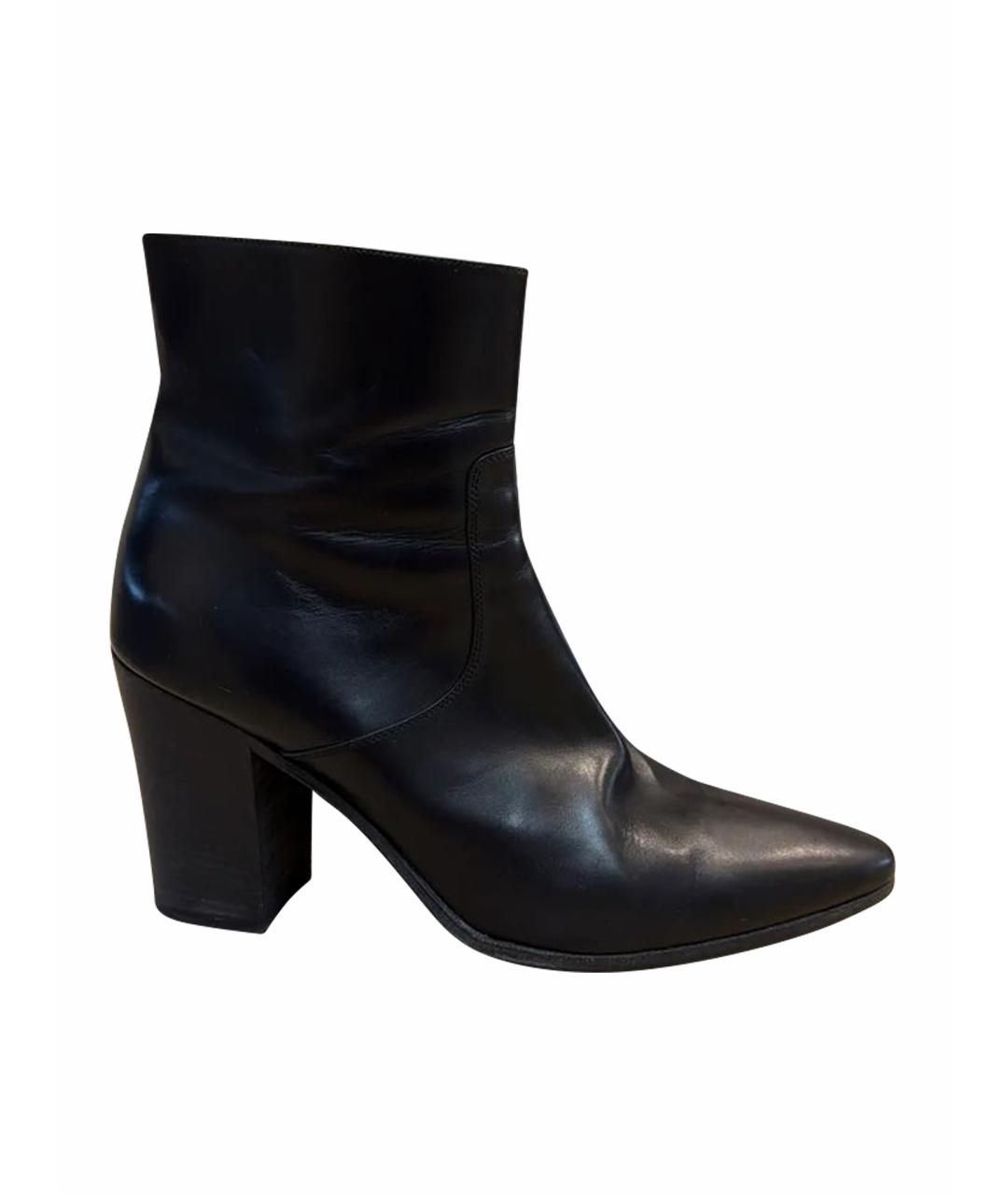 SAINT LAURENT Черные кожаные ботильоны, фото 1