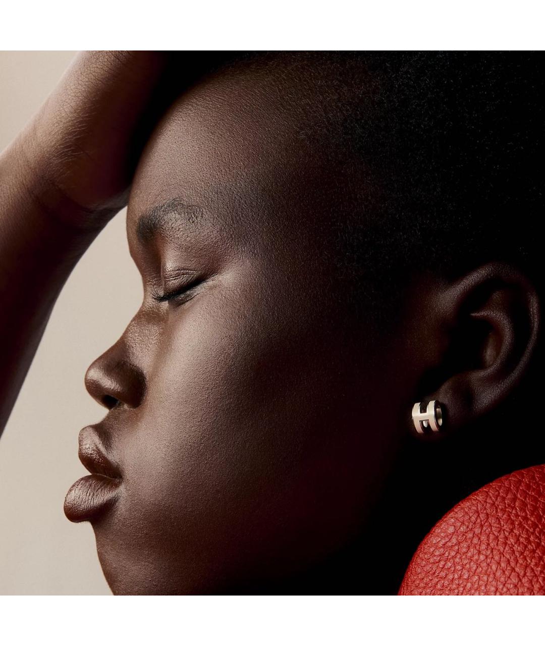 HERMES Белые металлические серьги, фото 6