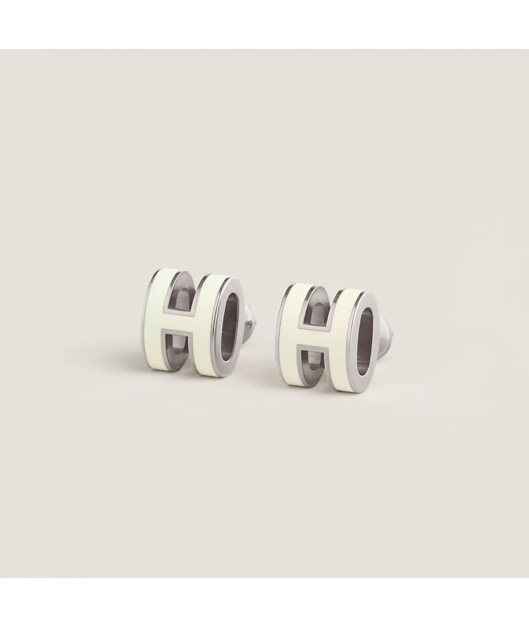 HERMES Белые металлические серьги, фото 7