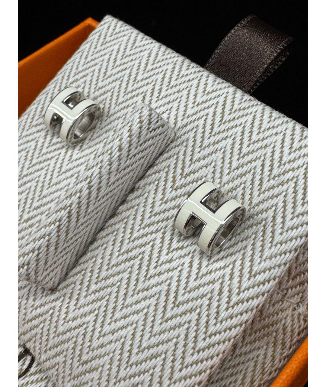 HERMES Белые металлические серьги, фото 4