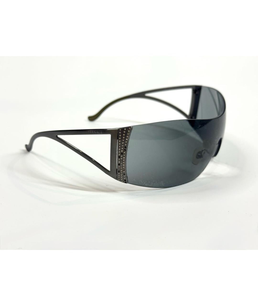 VERSACE Антрацитовые металлические солнцезащитные очки, фото 2