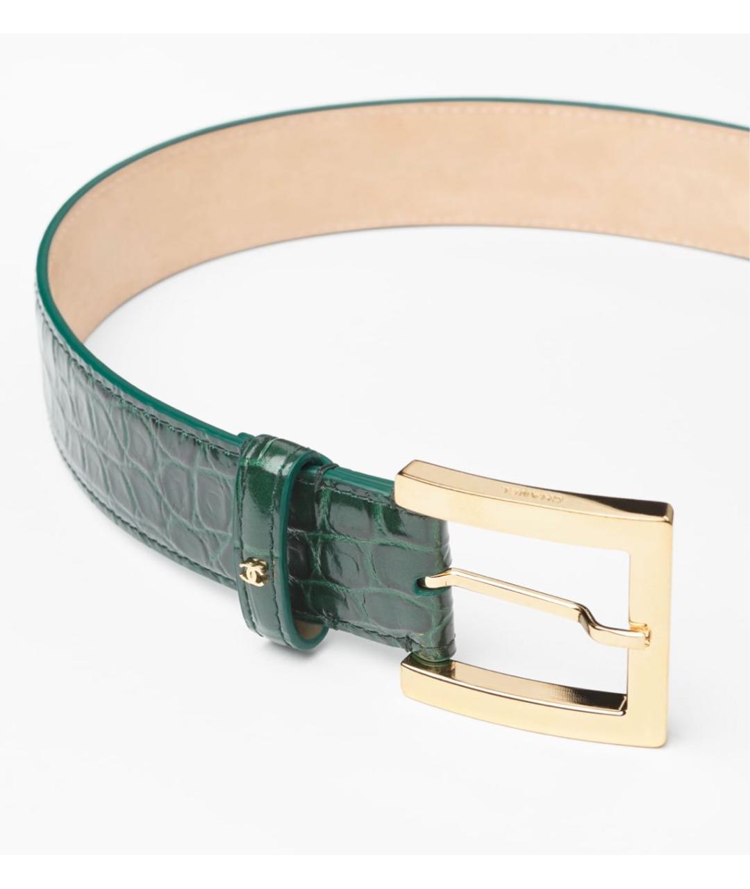 CHANEL Зеленый кожаный ремень, фото 2