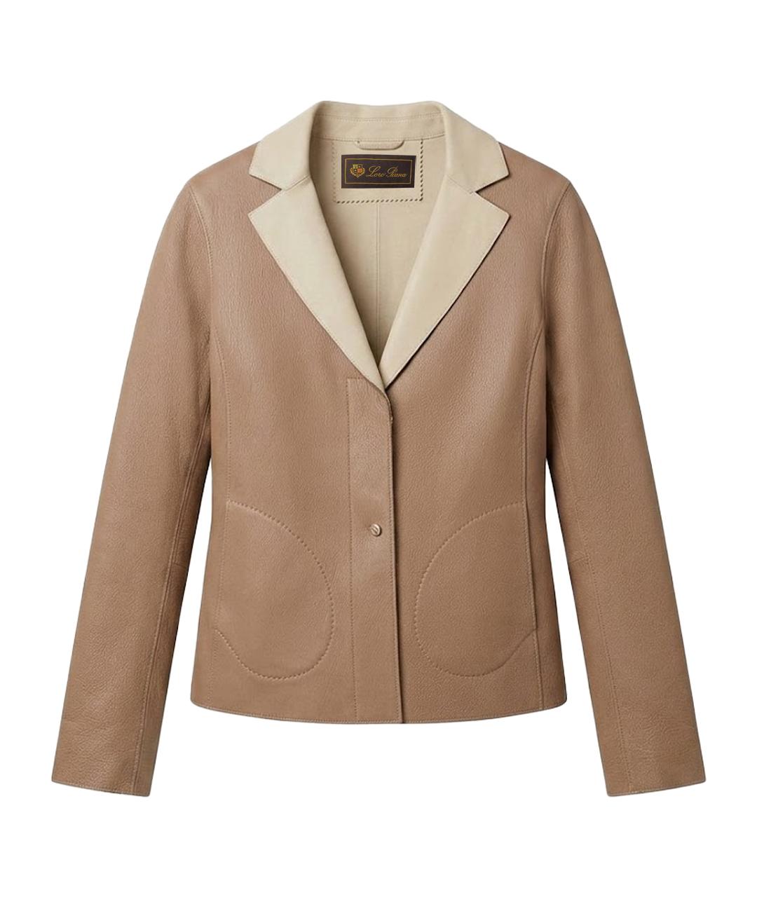 LORO PIANA Бежевая кожаная куртка, фото 1
