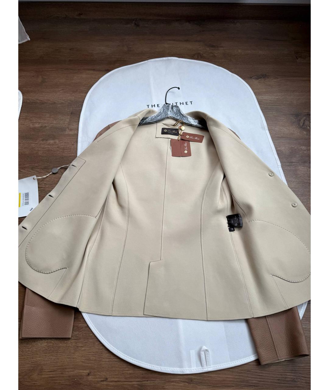 LORO PIANA Бежевая кожаная куртка, фото 4