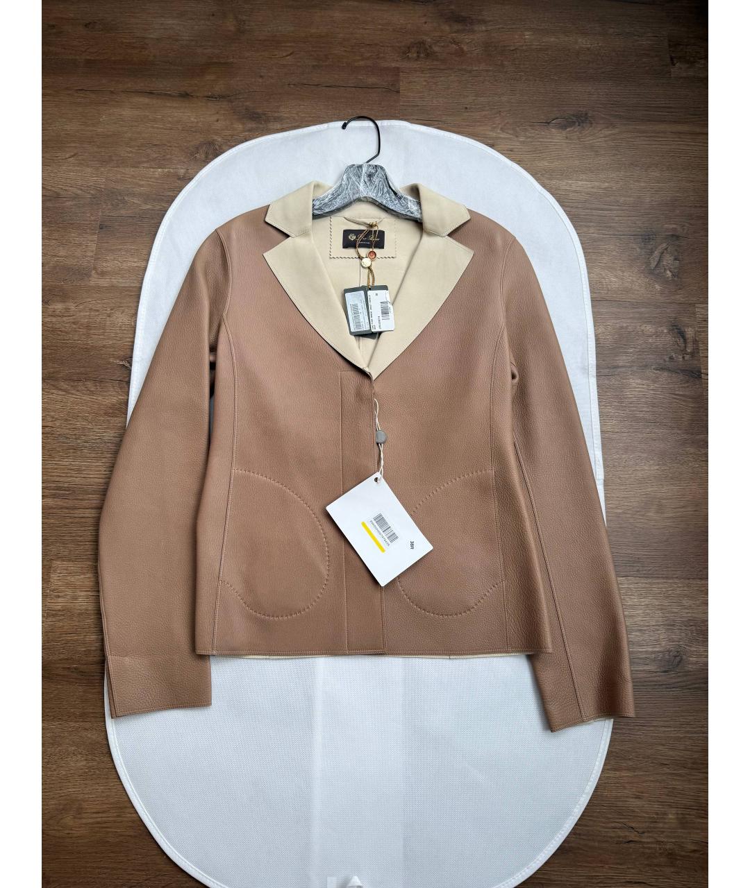 LORO PIANA Бежевая кожаная куртка, фото 7