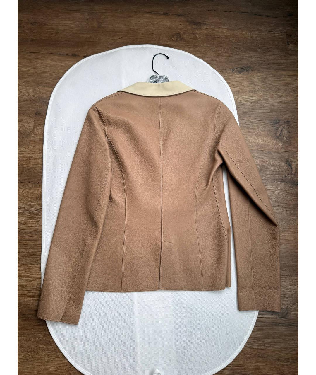 LORO PIANA Бежевая кожаная куртка, фото 2