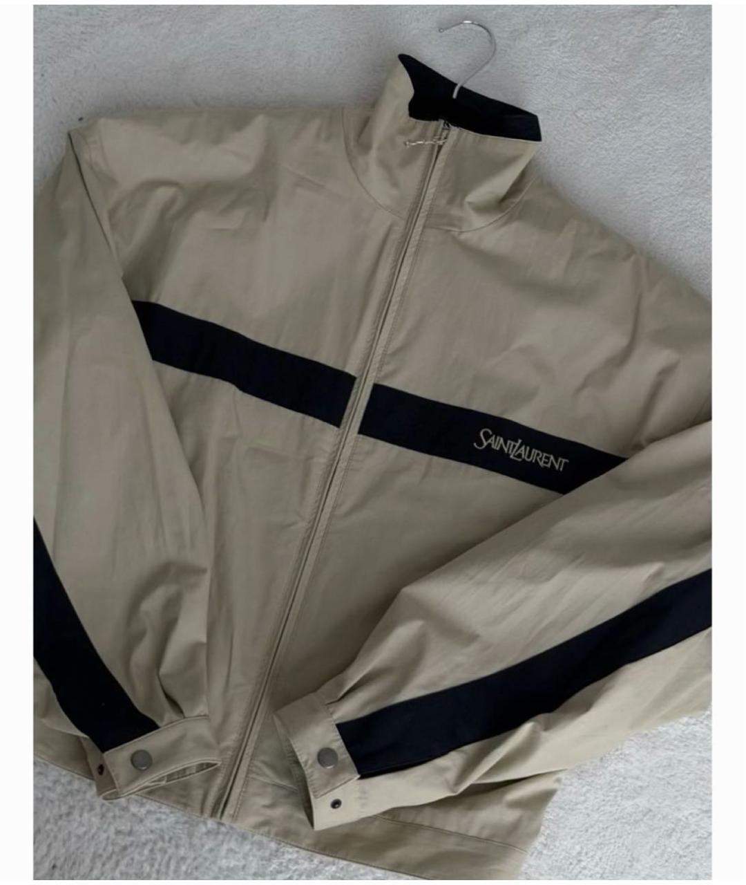 SAINT LAURENT Бежевая хлопковая куртка, фото 2