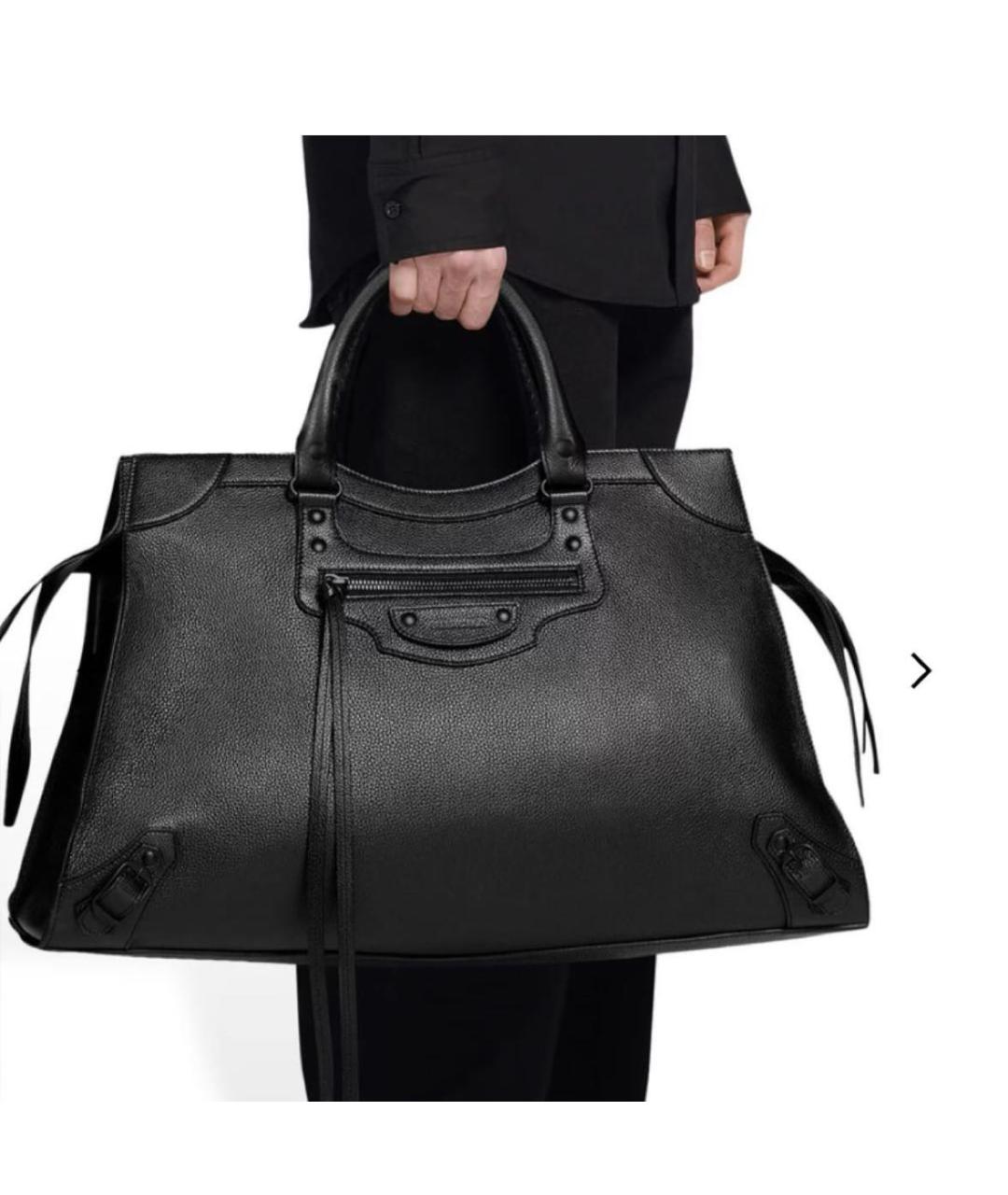 BALENCIAGA Черная кожаная сумка с короткими ручками, фото 4