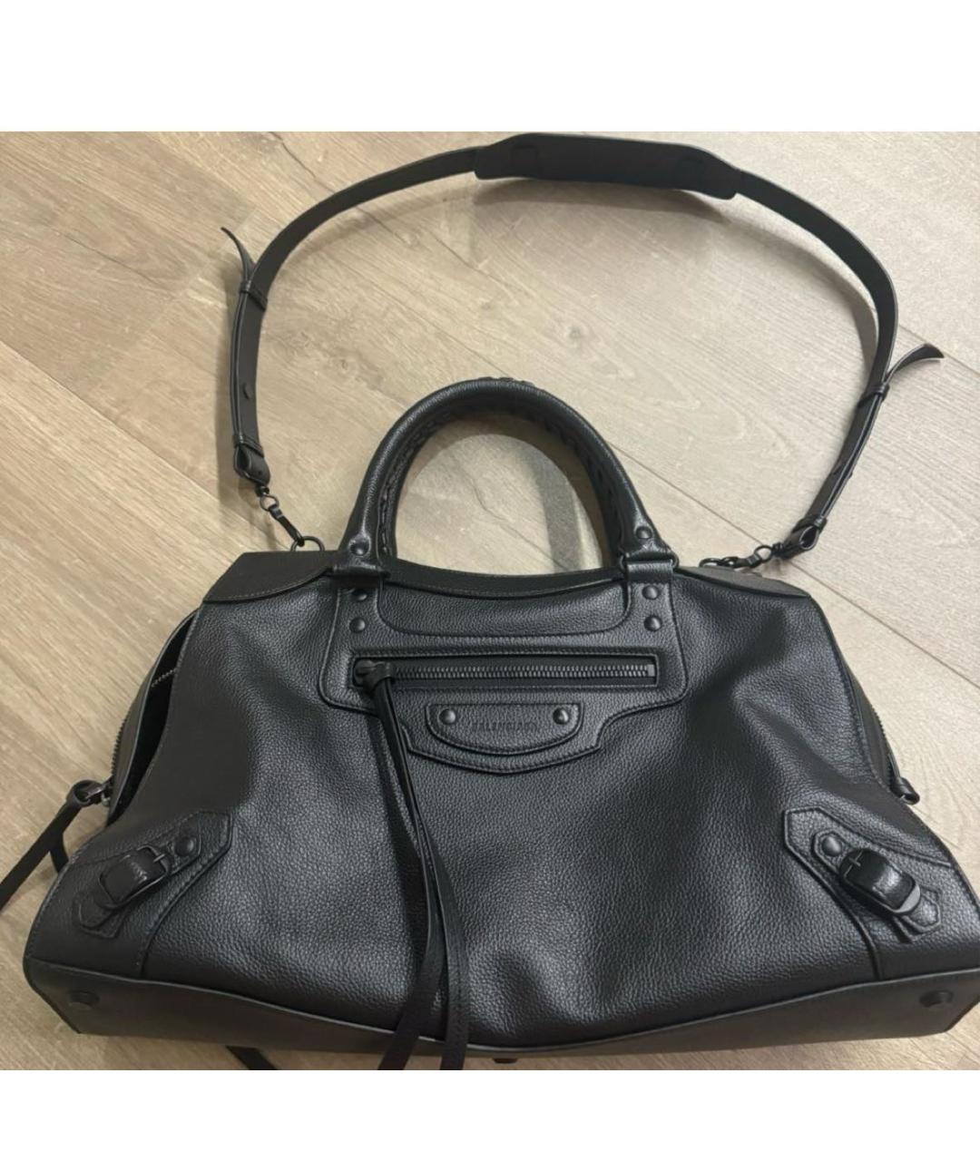 BALENCIAGA Черная кожаная сумка с короткими ручками, фото 6