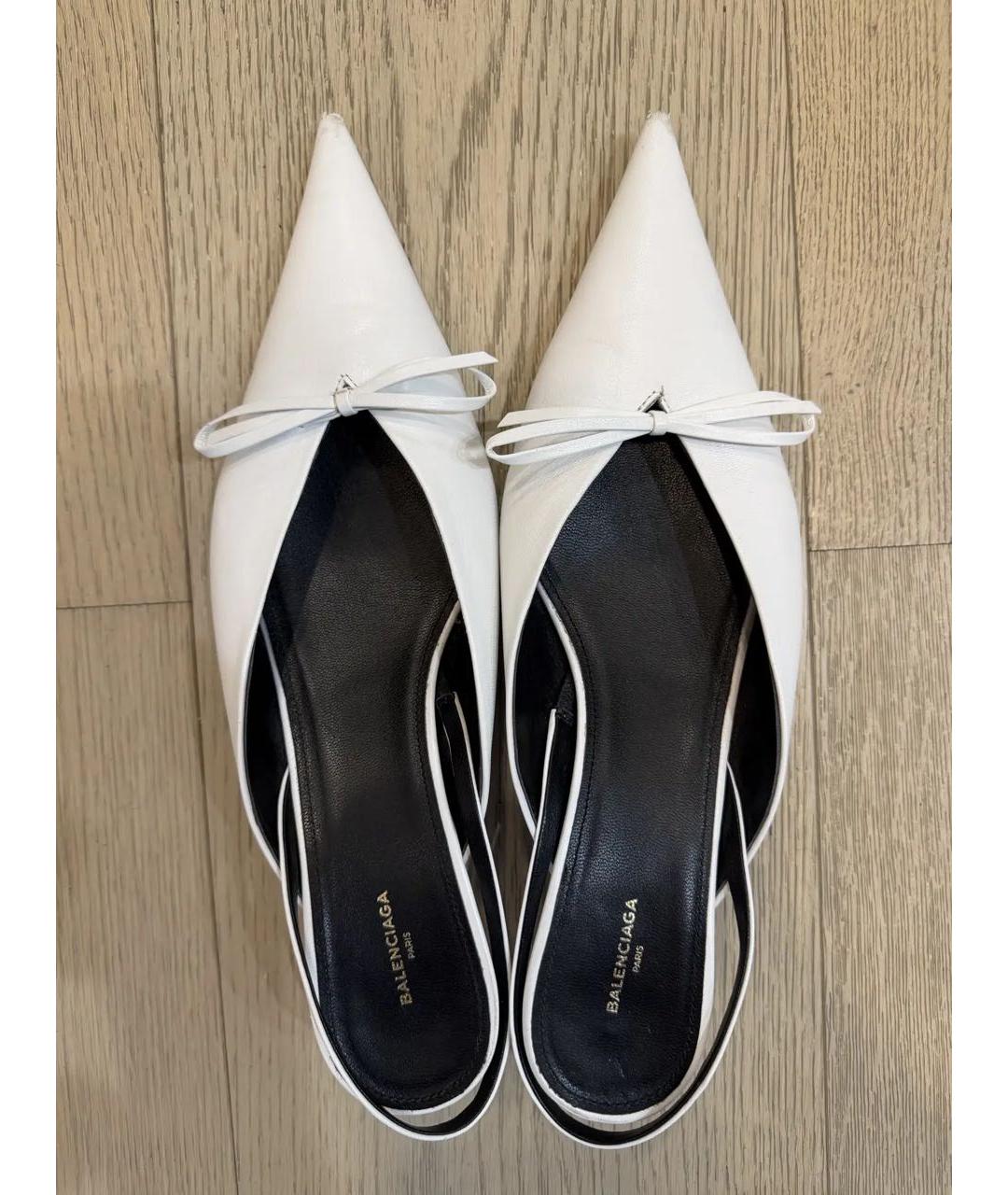 BALENCIAGA Белые кожаные туфли, фото 3