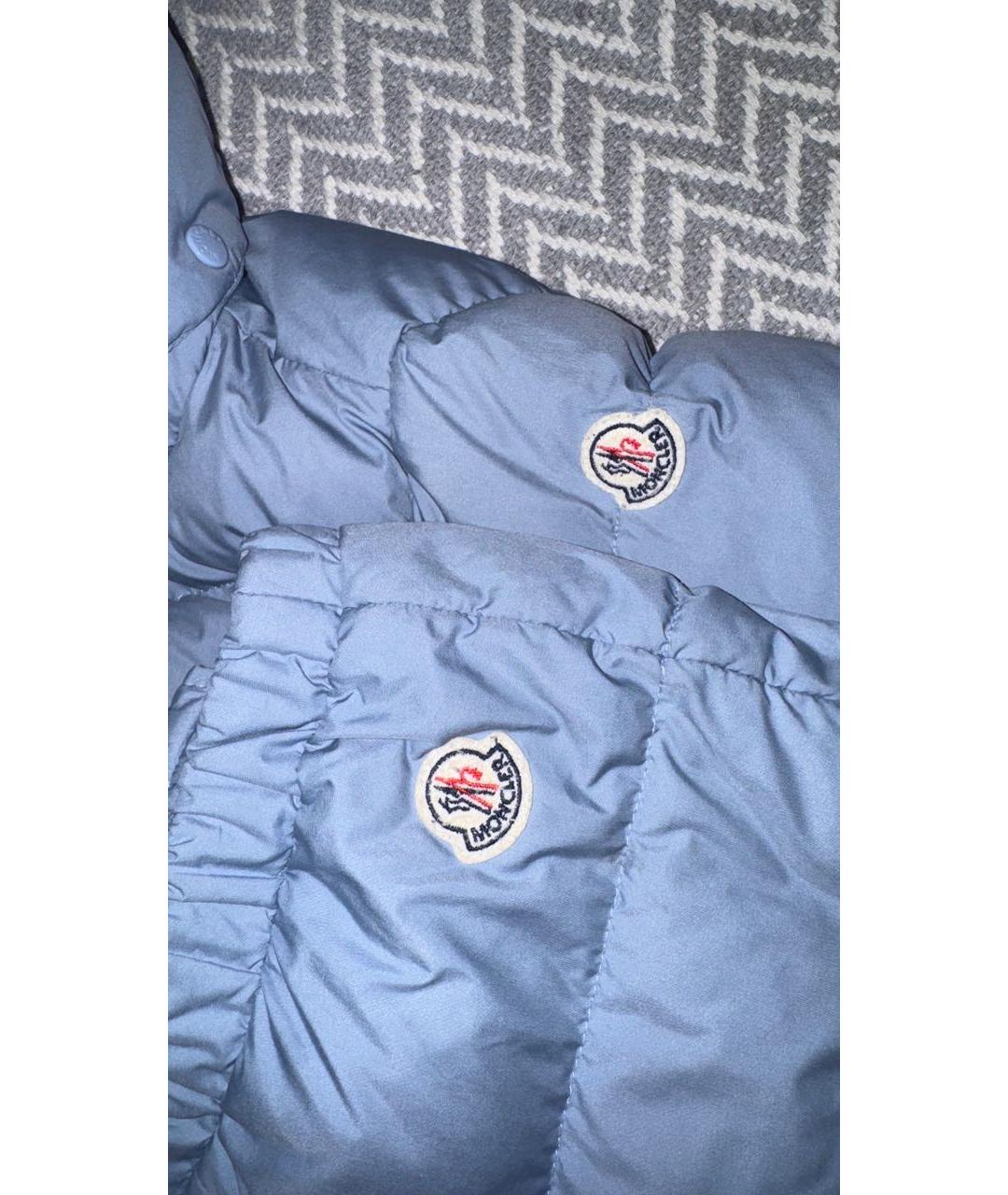MONCLER KIDS Голубой полиэстеровый комбинезон, фото 6