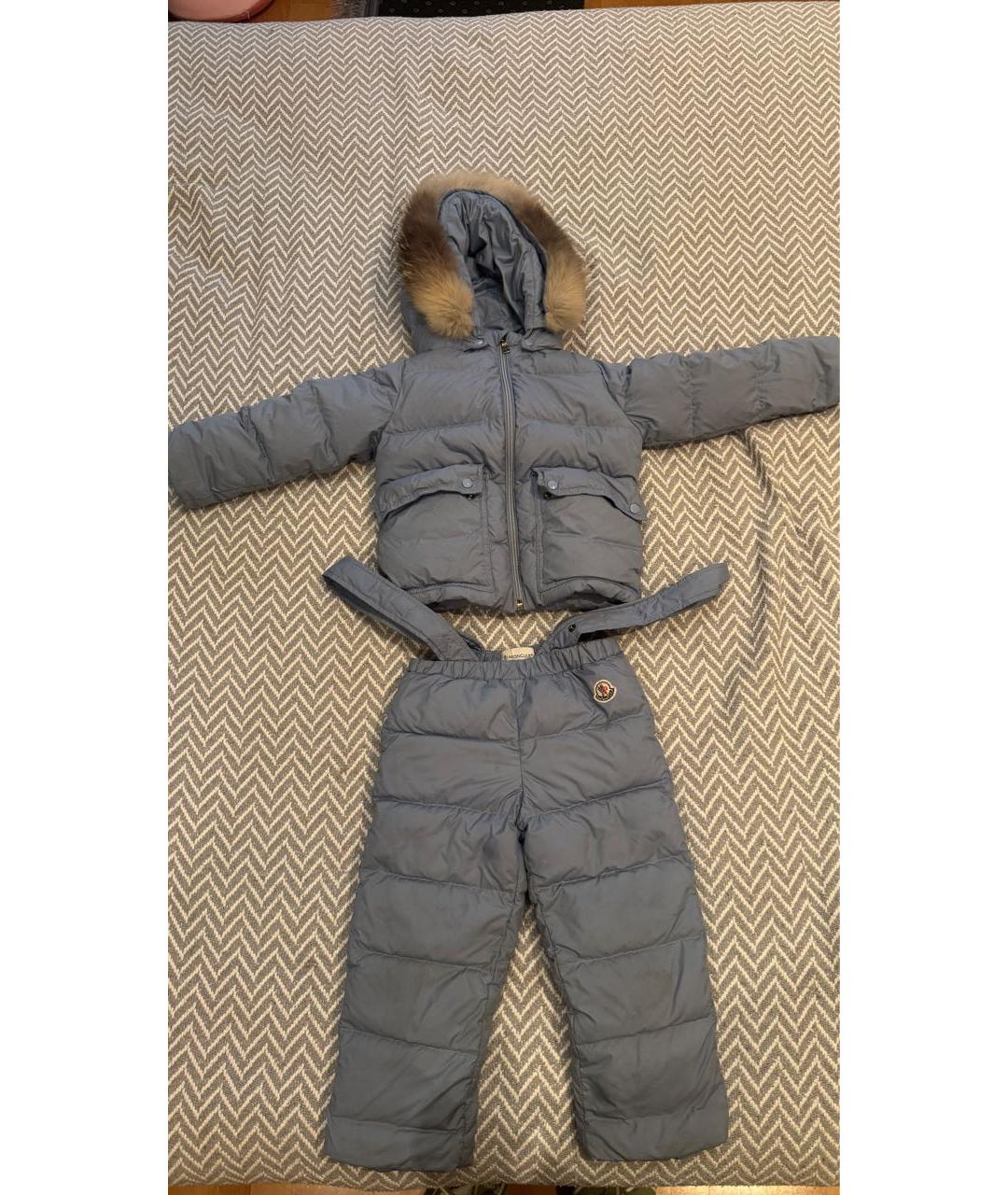 MONCLER KIDS Голубой полиэстеровый комбинезон, фото 9