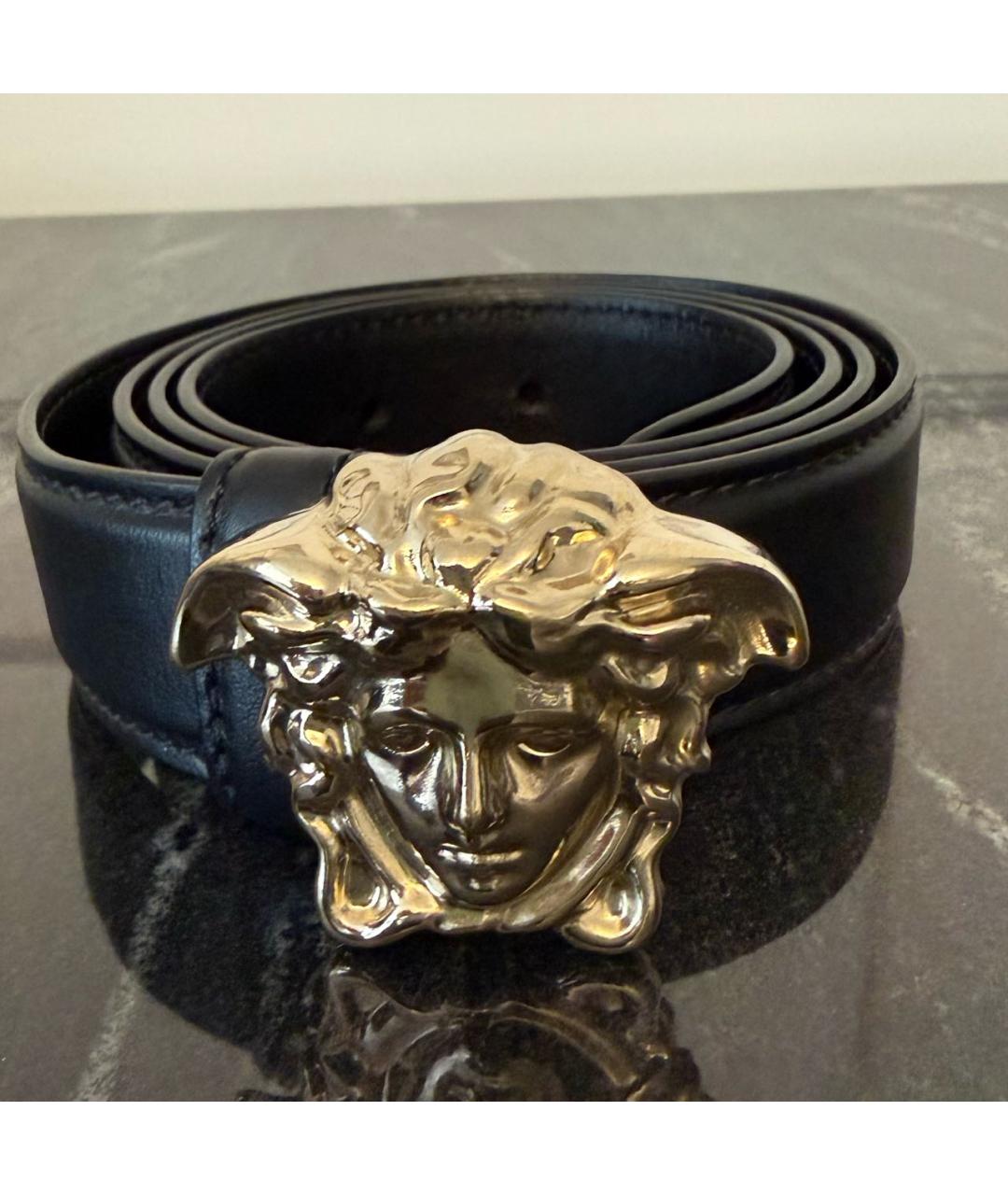 VERSACE Черный кожаный ремень, фото 5