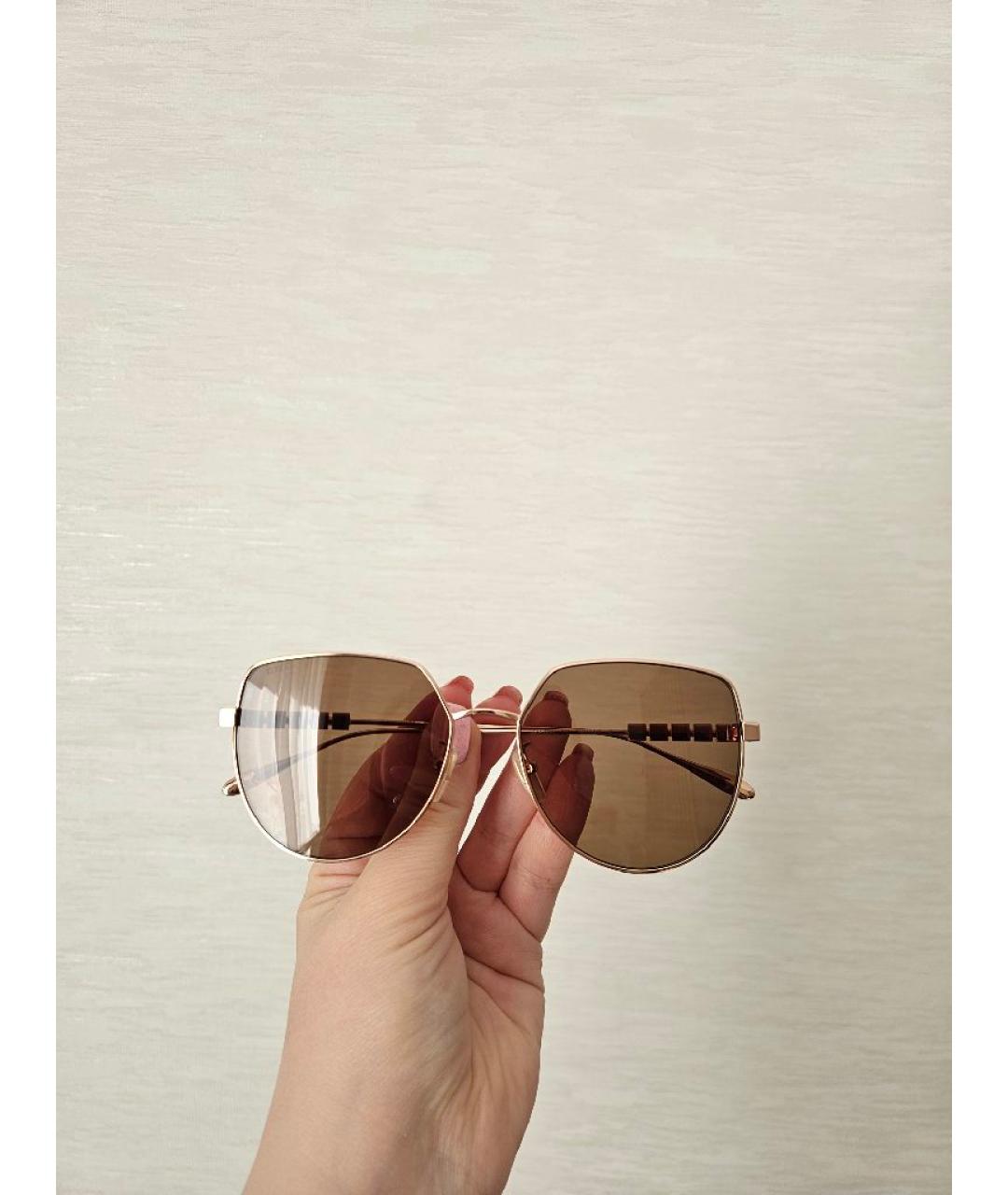 GUCCI Золотые металлические солнцезащитные очки, фото 2