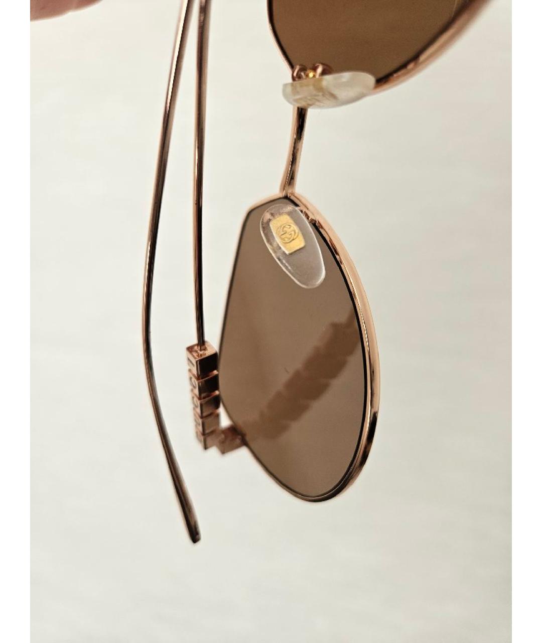 GUCCI Золотые металлические солнцезащитные очки, фото 6