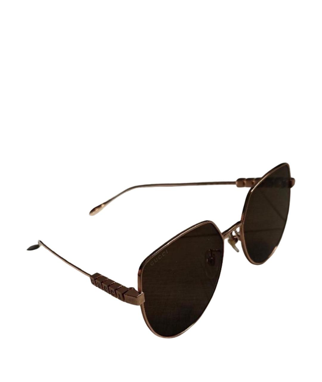 GUCCI Золотые металлические солнцезащитные очки, фото 1