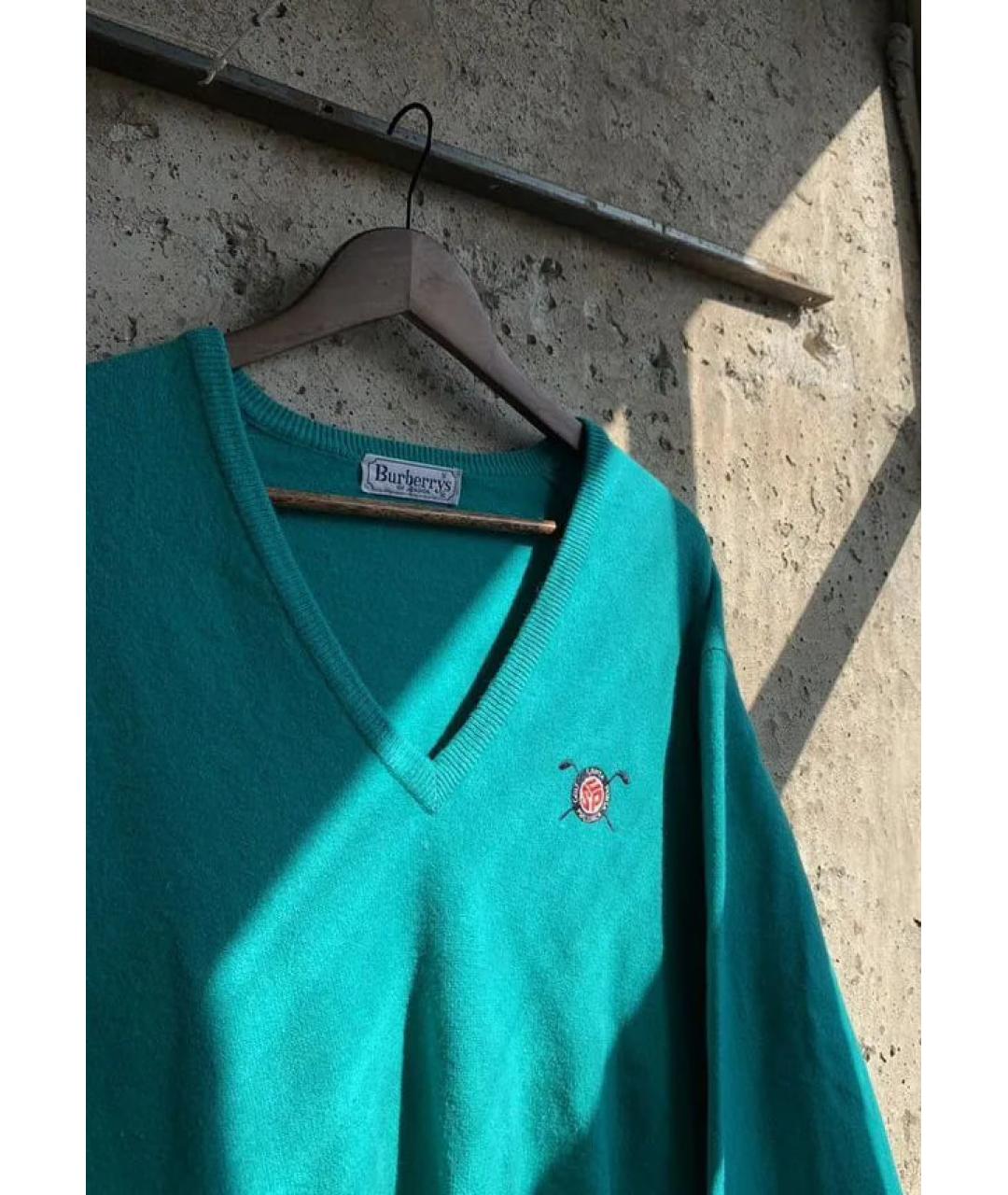 BURBERRY Бирюзовый шерстяной джемпер / свитер, фото 2