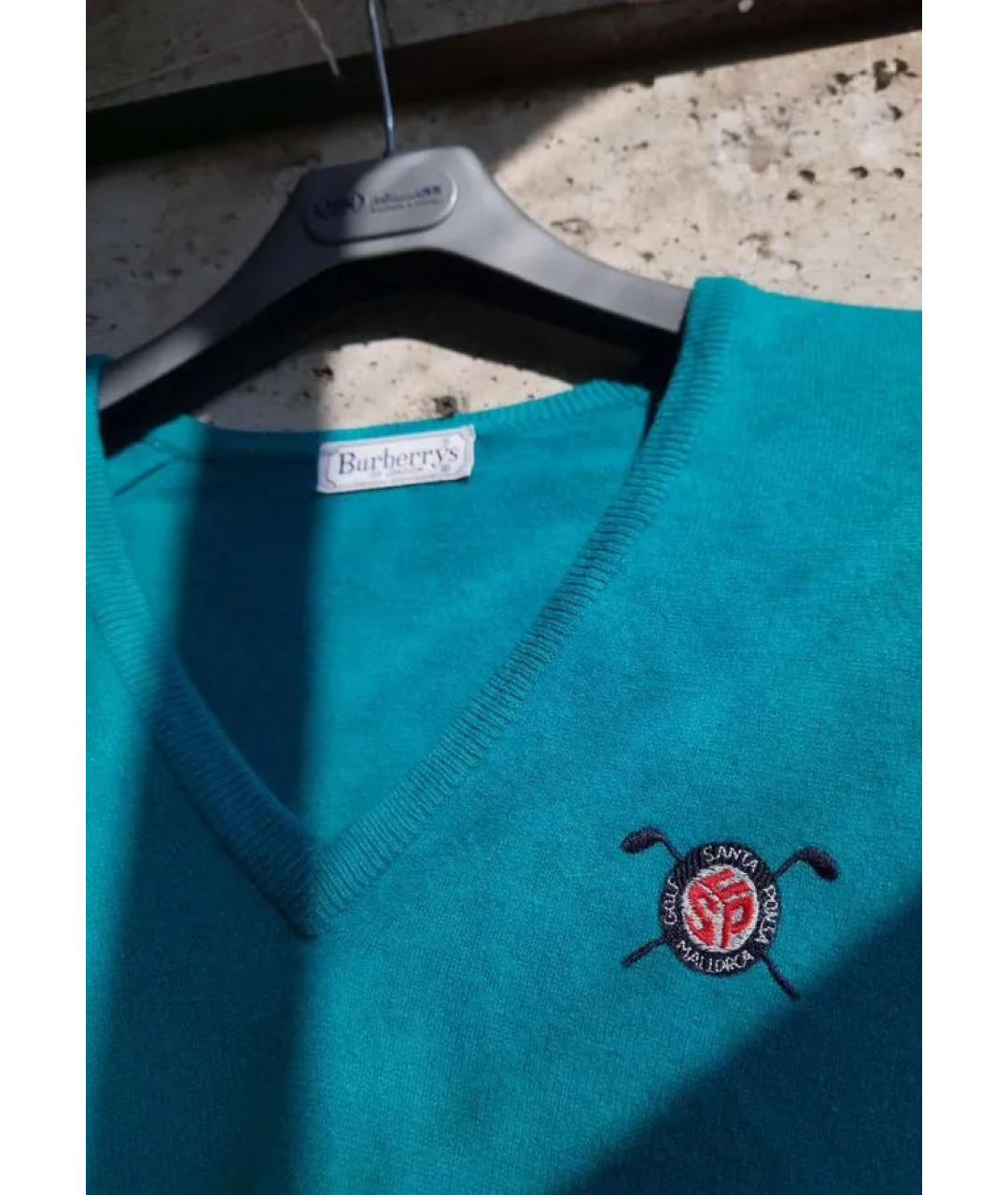 BURBERRY Бирюзовый шерстяной джемпер / свитер, фото 3