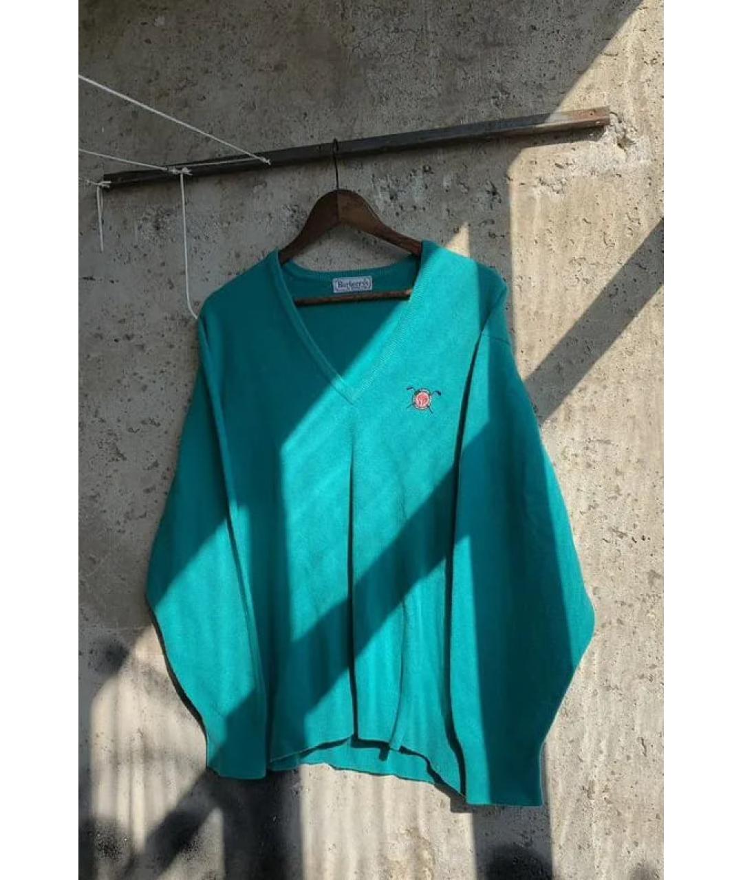 BURBERRY Бирюзовый шерстяной джемпер / свитер, фото 8