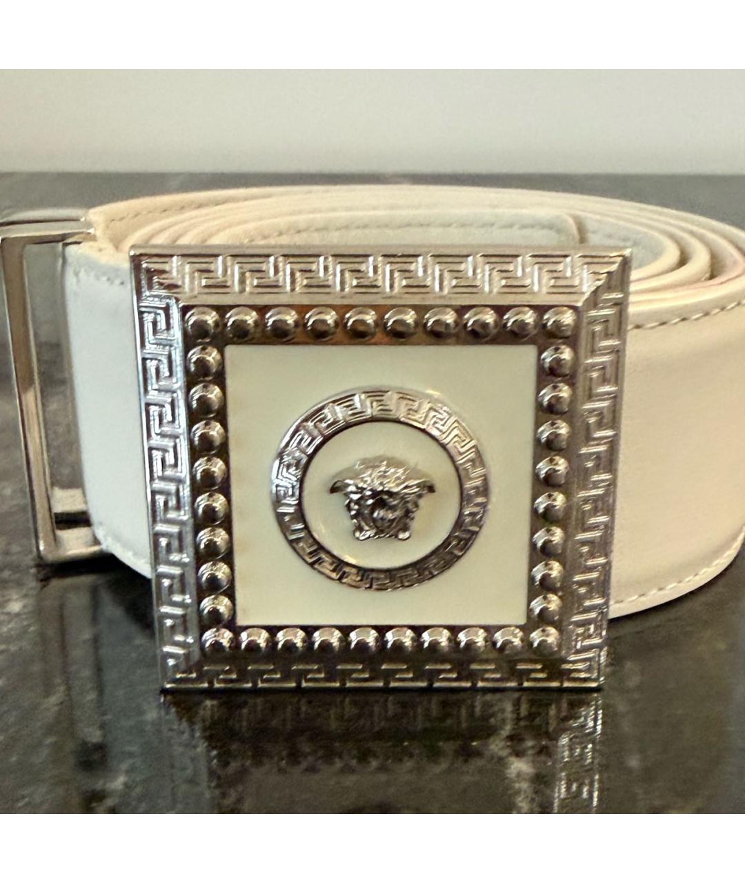 VERSACE Белый кожаный ремень, фото 2