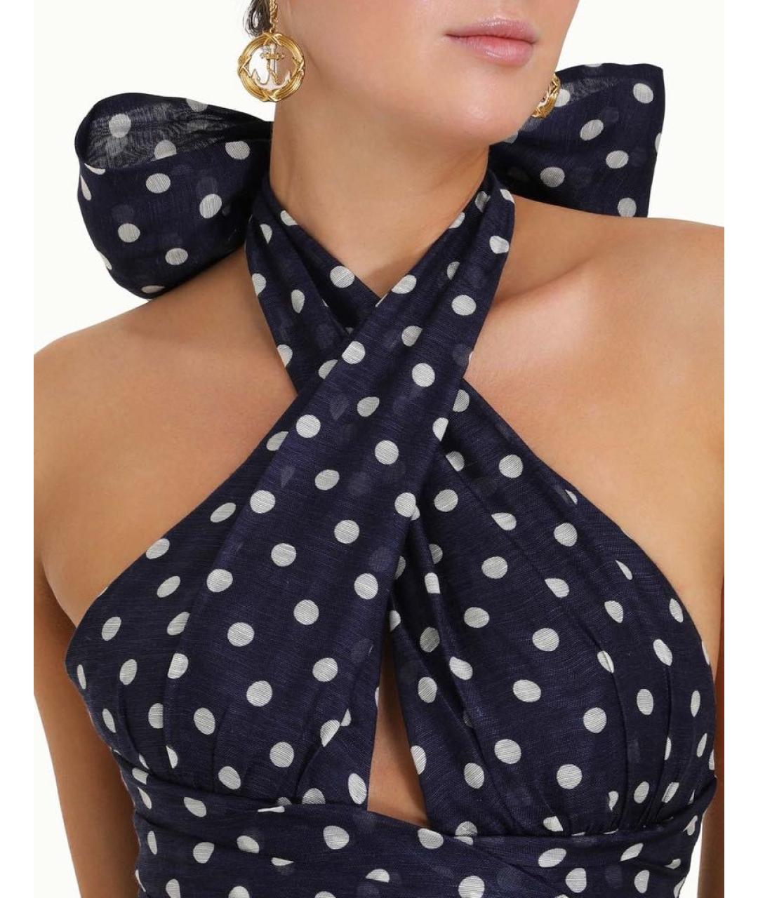 ZIMMERMANN Темно-синее льняное повседневное платье, фото 5